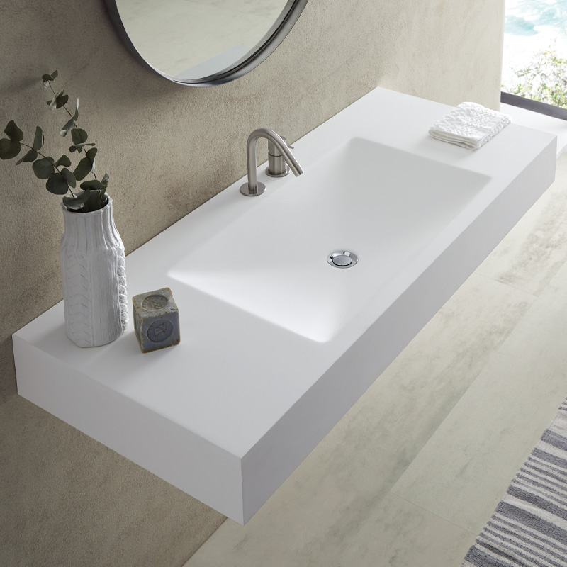 encimera a medida con lavabo en solid surface para baño TAMPA