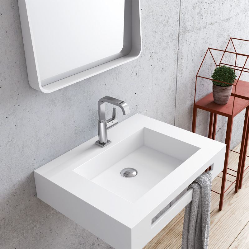 encimera a medida con lavabo en solid surface para baño EFE