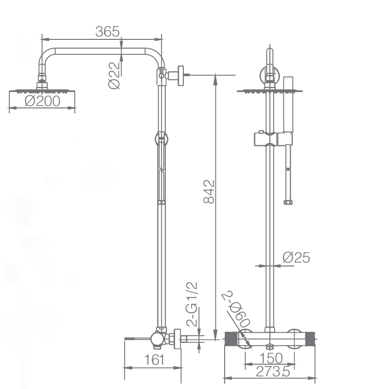 medidas grifo ducha line