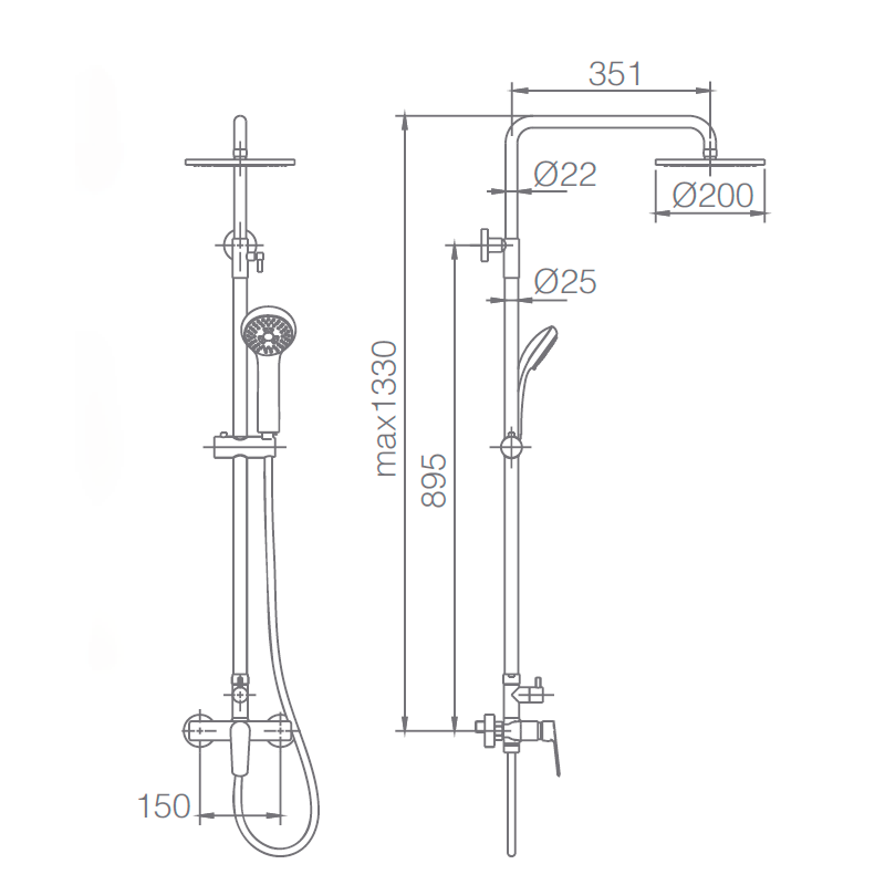 medidas grifo ducha belgica