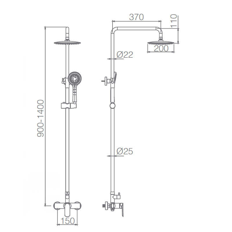medidas grifo ducha ural