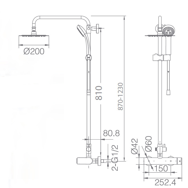 medidas grifo ducha nassau