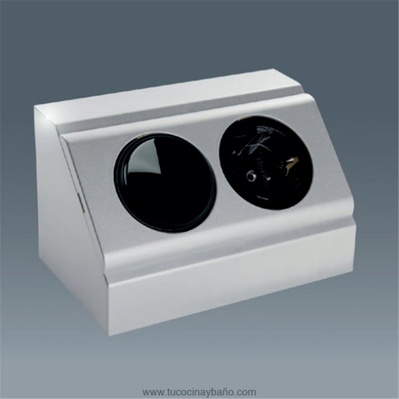 ▷ Enchufe de cocina CucineOggi energy box Abatible IL 900 - 3 Enchufes Tapa  de Aluminio.
