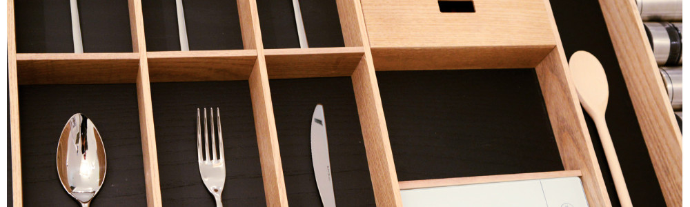 Cubertero madera RIMA para cajón de cocina: combina Roble y Negro