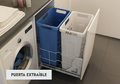 CESTO ROPA EXTRAIBLE MUEBLE PURE LAUNDRY - Versión puerta extraible SIN bisagras