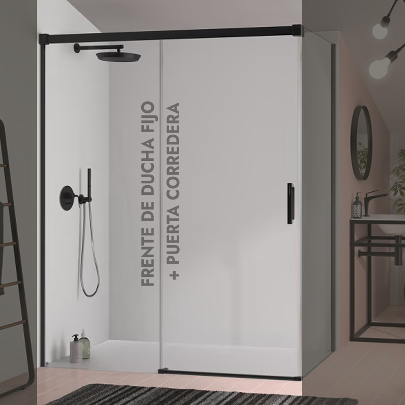 mampara ducha corredera negra glase