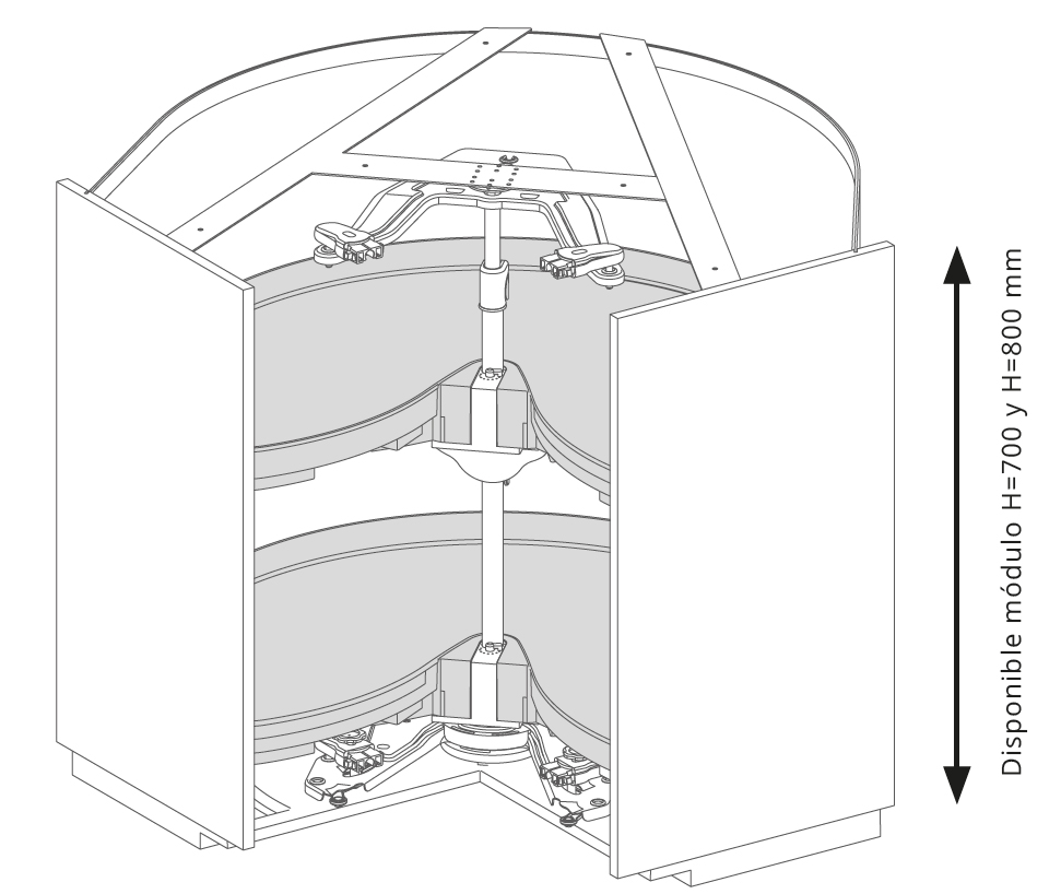 herraje MONDO de ninka para esquina de cocina, mueble incluido
