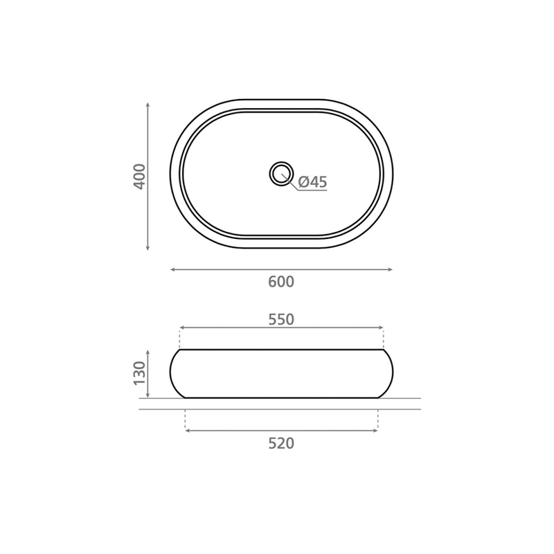 medida lavabo domed oval