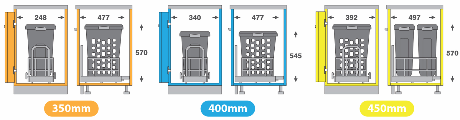 cesto ropa extraible para mueble PURE LAUNDRY - medidas