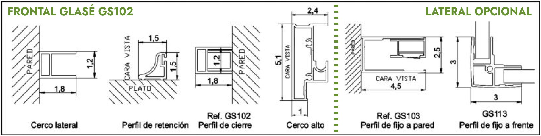 esquemA medidas mampara ducha corredera glase