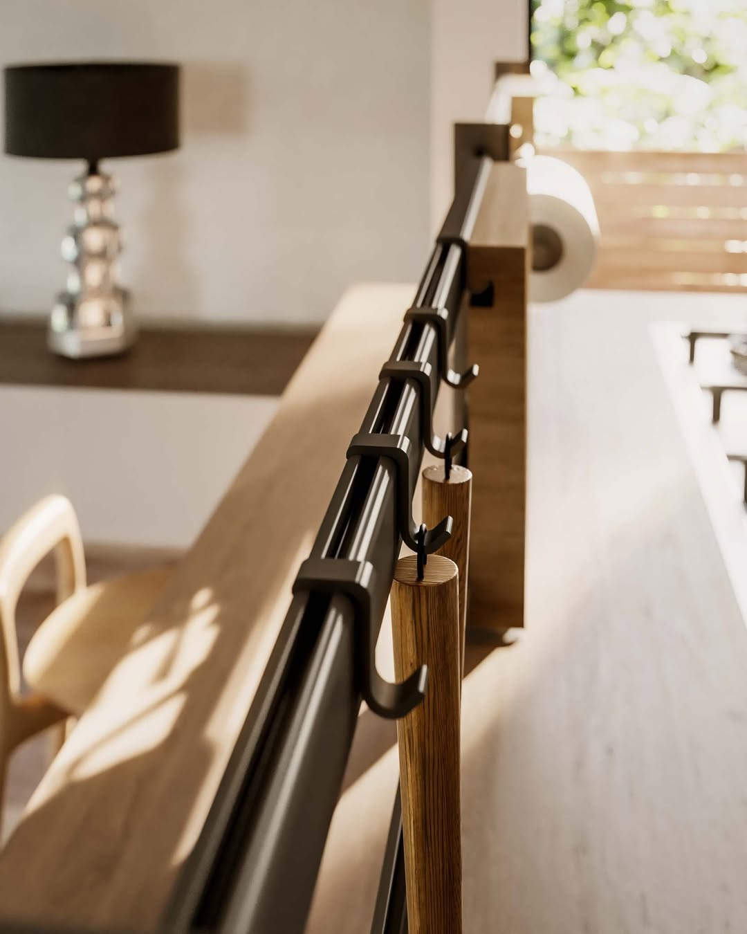 estanteria metalica industrial sobre encimera isla cocina HANG