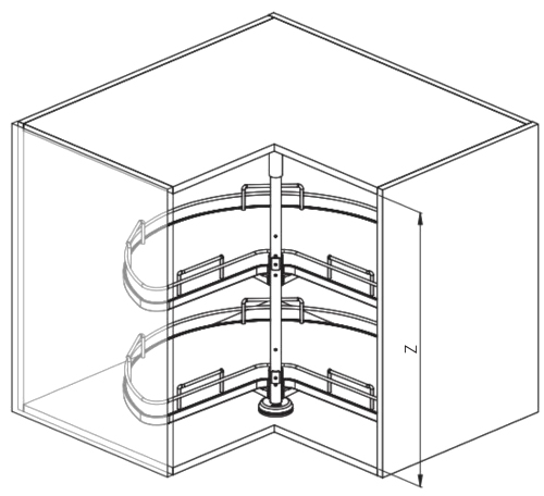 Sistema Giratorio con 2 cestos para muebles de esquina de 90 x 90