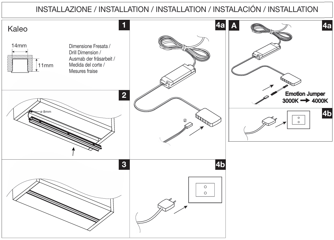 instalacion regleta encastre luz led armario cocina KALEO vertical despensa