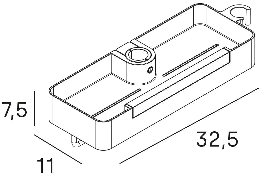 jabonera para barra de ducha con limpiador de cristales integrado 1126 de Manillons Torrent - medidas