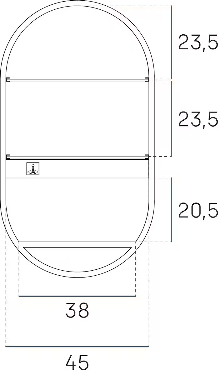 medidas Espejo Camerino Ovalado con Luz MINT