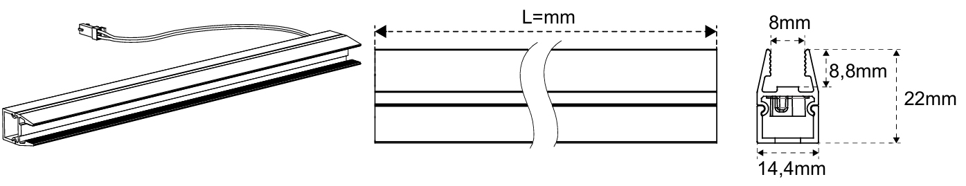 medidas LED iluminacion estante cristal sin canto VIVARA