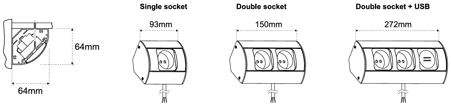 medidas enchufe esquina cocina multisocket corner
