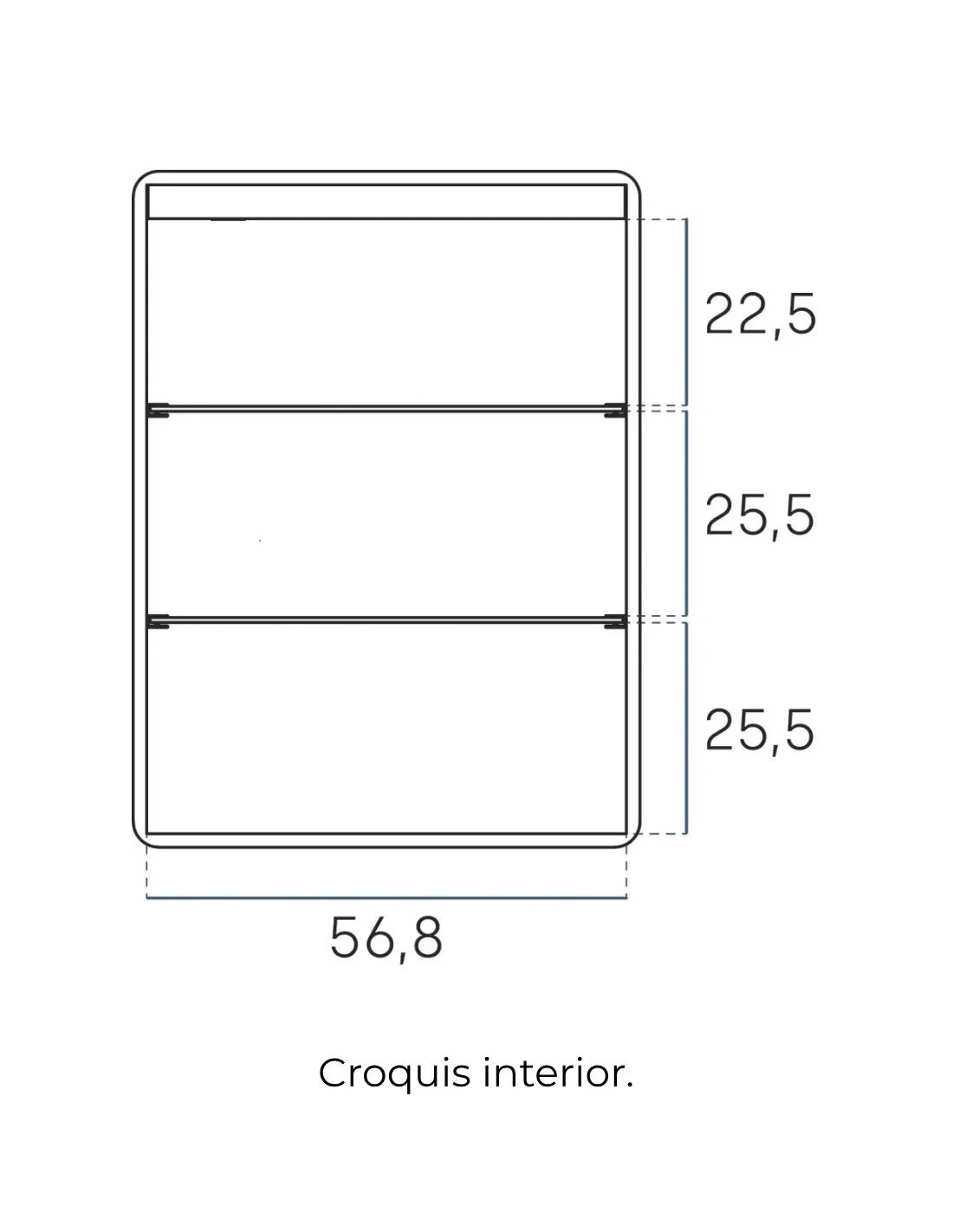 camerino baño con espejo y luz GAN de 60 cms