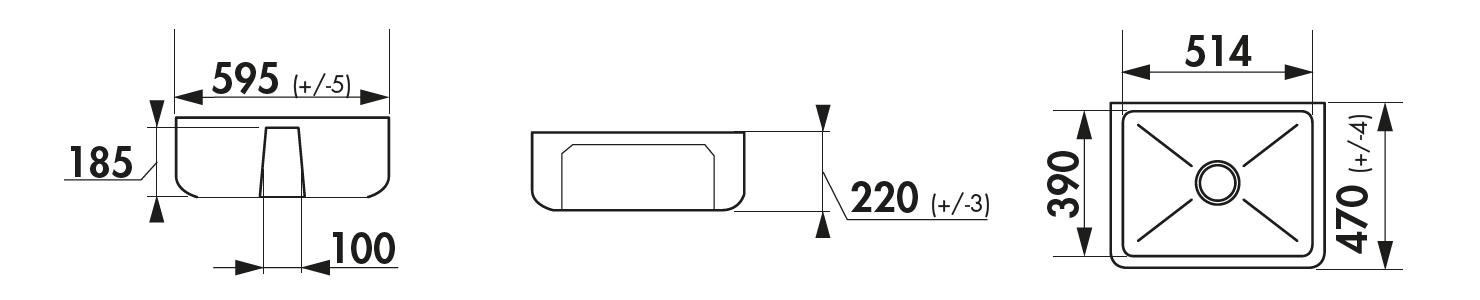 medidas fregadero ceramica frente visto HENRI II