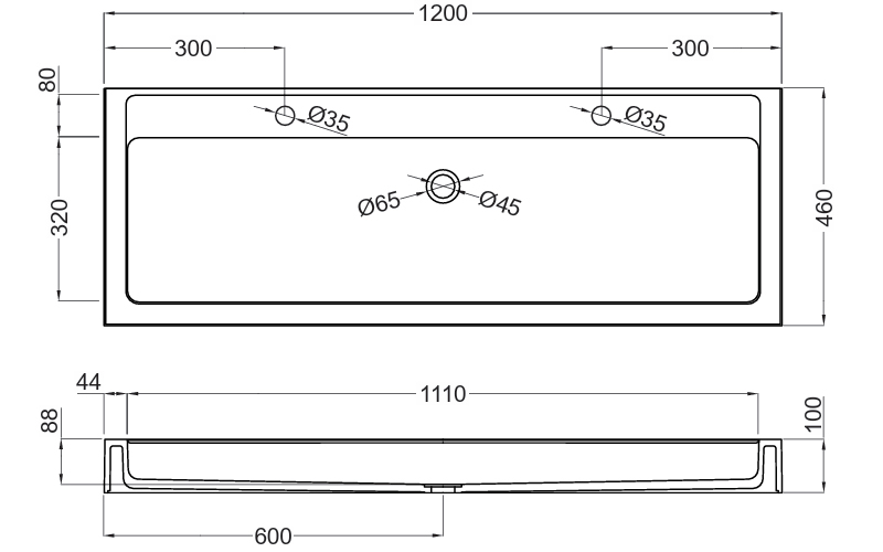 medidas lavabo mural 120 colores dayra 2 grifos doble