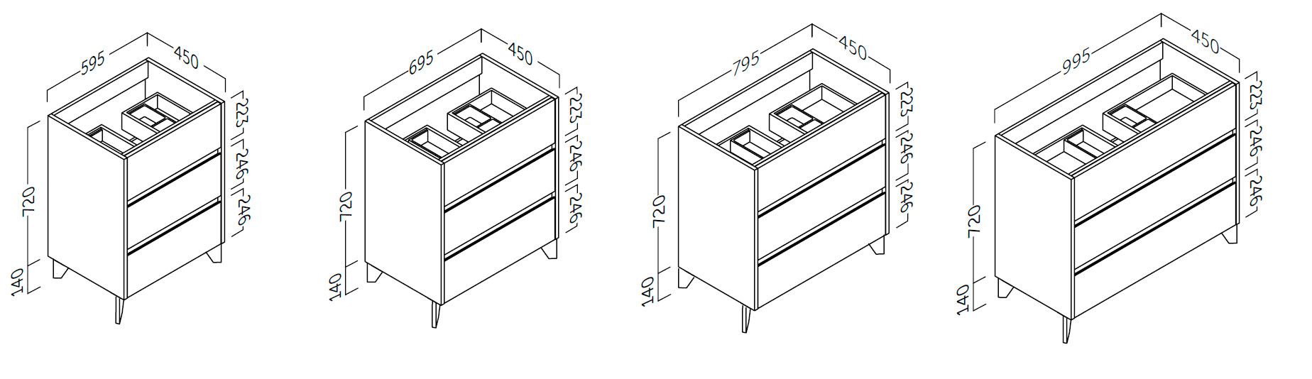 medidas mueble bano ESCORPIO coycama