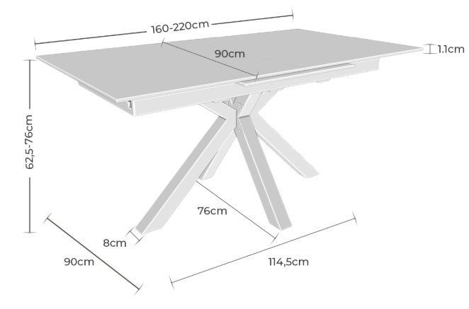 mesas de cocina extensibles porcelanico 160 a 220
