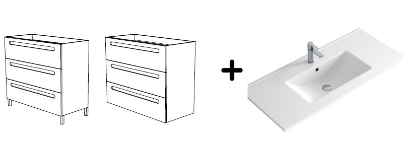 mueble baño fondo reducido 3 cajones