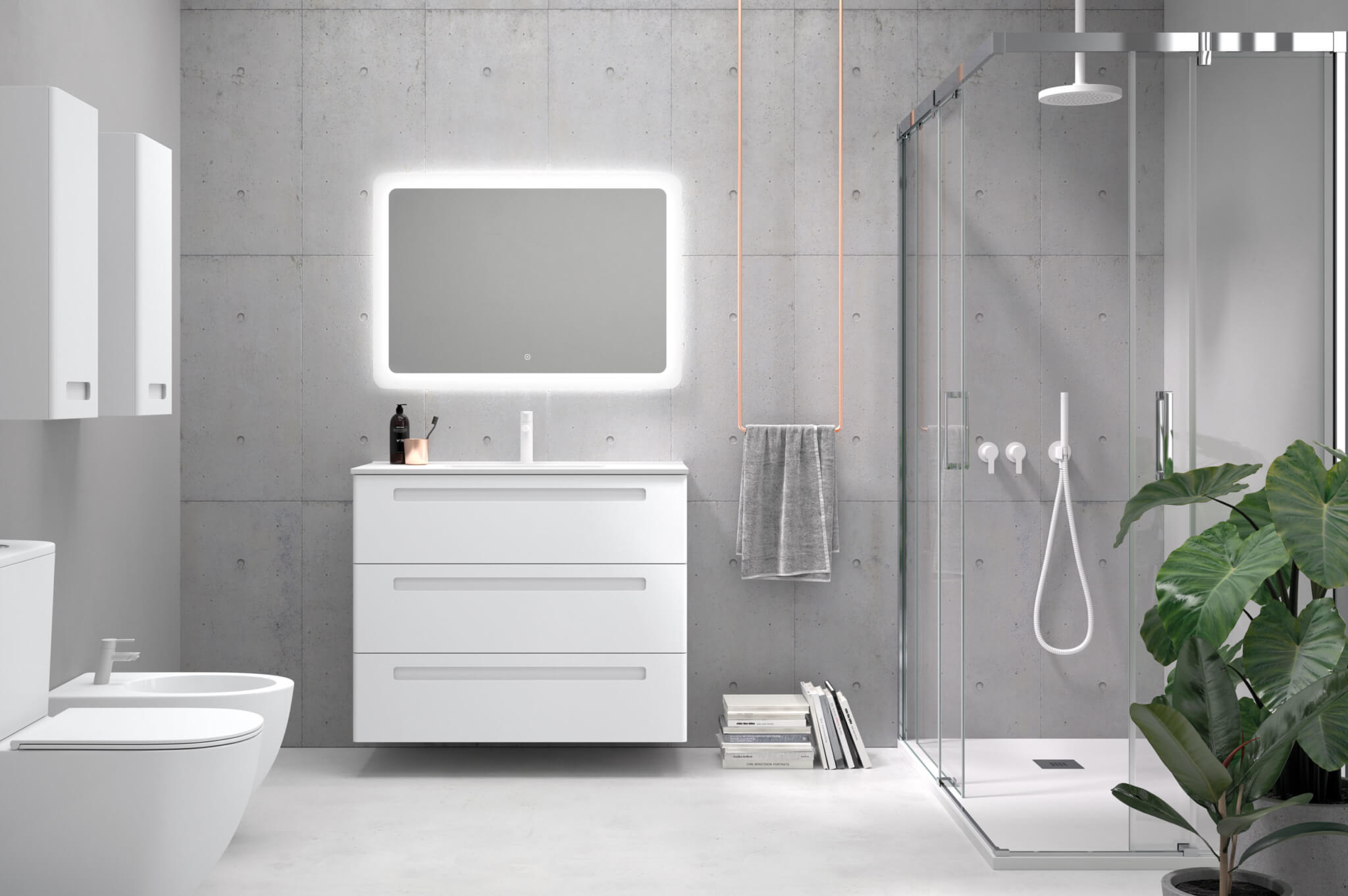 mueble baño suspendido 3 cajones blanco PARIS uñero