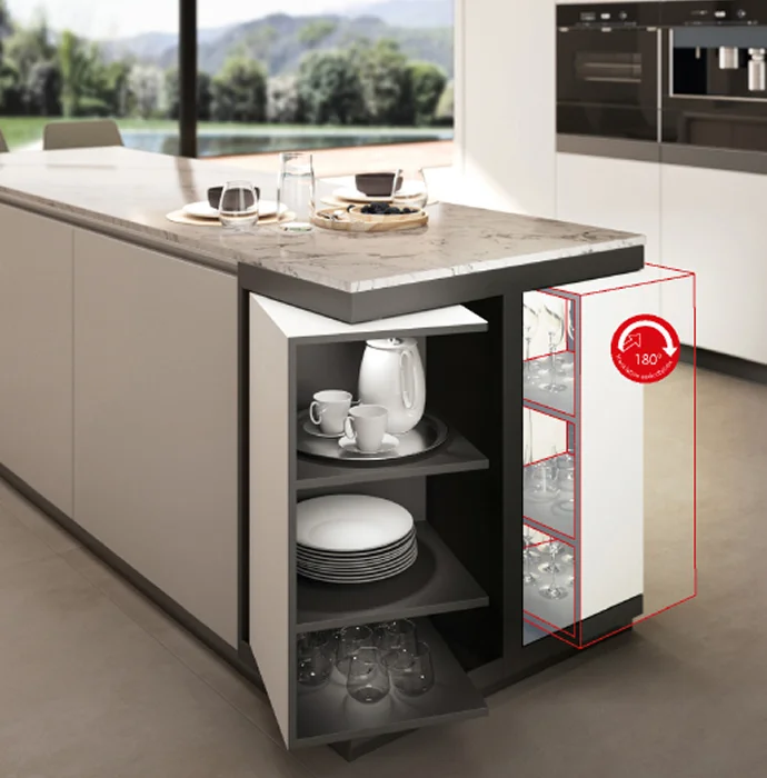 herraje mueble giratorio para isla de cocina axel 9822 pivotante