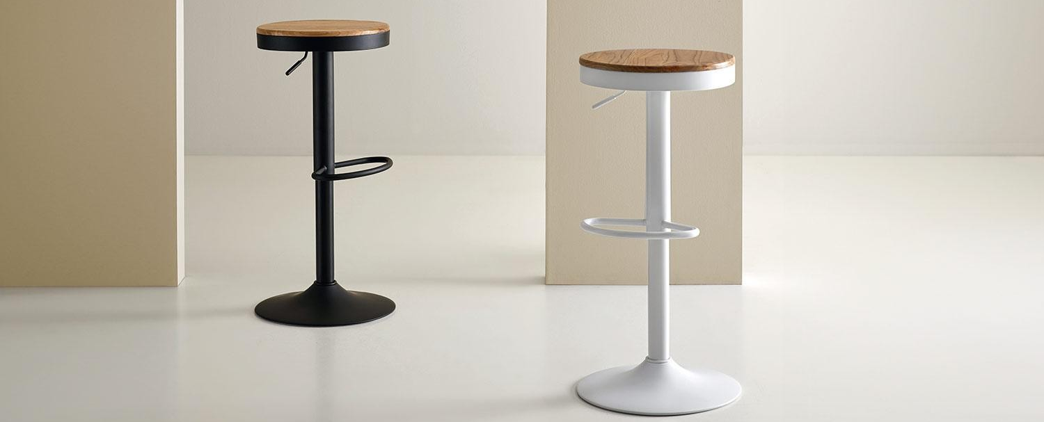 taburete industrial madera negro nordico blanco regulable altura bar BARRET