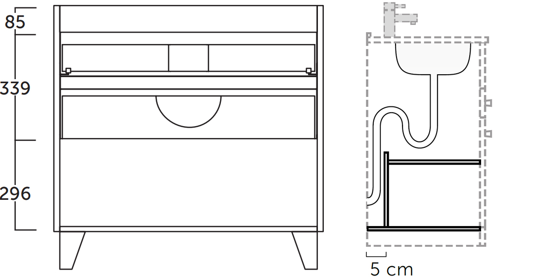 vacio sanitario mueble baño escorpio medidas trasera abierta conexion desagüe