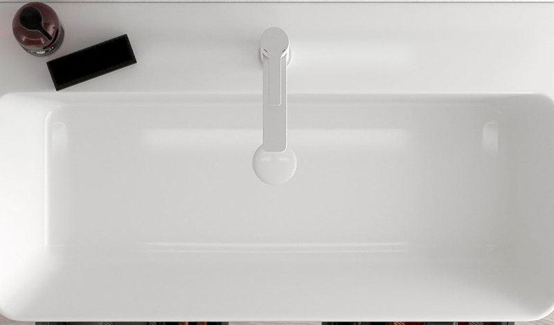 lavabo curvo loop para mueble de baño ceramico